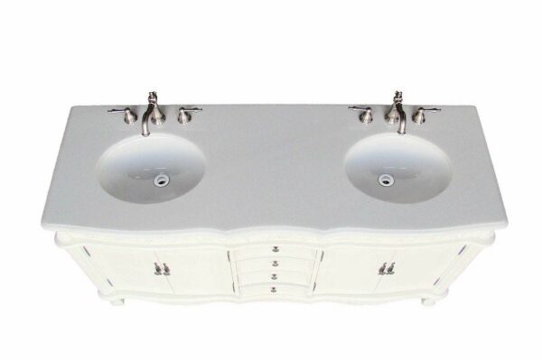 Chans Furniture CF-3882W-AW-64 Beckham 64 Inch Antique White Bathroom Double Sink Vanity