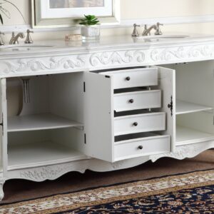 Chans Furniture CF-3882W-AW-72 Beckham 72 Inch Antique White Bathroom Double Sink Vanity