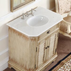 Chans Furniture CF-47524 Fairfield 32 Inch Light Distressed Beige Bathroom Sink Vanity