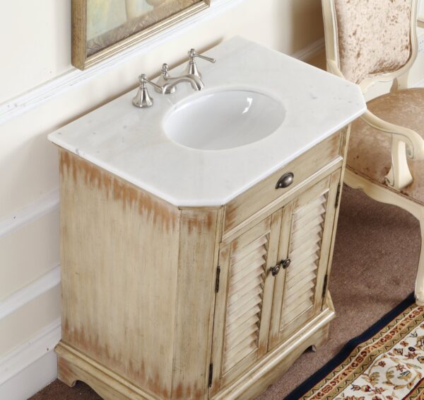 Chans Furniture CF-47524 Fairfield 32 Inch Light Distressed Beige Bathroom Sink Vanity