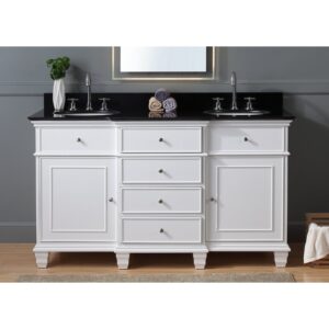 Chans Furniture GD-64601 60 Inches Comtempory Style Conduit Double Sink Single Sink Bathroom Vanity