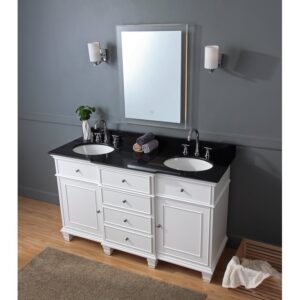 Chans Furniture GD-64601 60 Inches Comtempory Style Conduit Double Sink Single Sink Bathroom Vanity