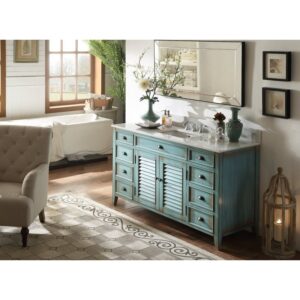 Chans Furniture CF-66323BU-60 60 Inches Abbeville Single Sink Bathroom Vanity In Distressed Blue