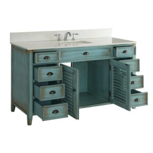 Chans Furniture CF-66323BU-60 60 Inches Abbeville Single Sink Bathroom Vanity In Distressed Blue