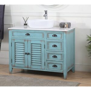 Chans Furniture CF-78881BU Abbeville 42 Inch Vessel Sink Vanity - Distressed Blue