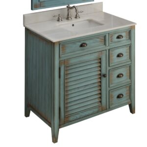 Chans Furniture CF-78887BU 38 Inch Benton Collection Distress Blue Abbeville Bathroom Sink Vanity