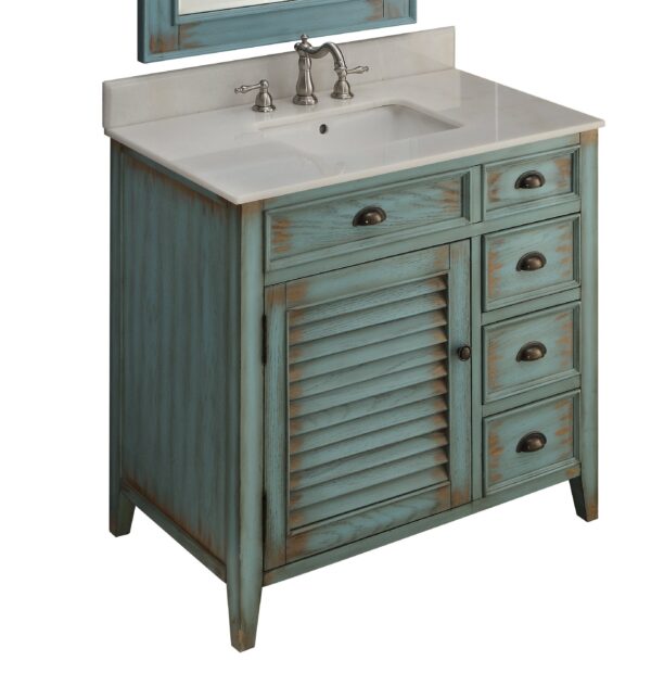 Chans Furniture CF-78887BU 38 Inch Benton Collection Distress Blue Abbeville Bathroom Sink Vanity