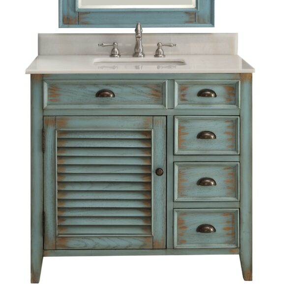 Chans Furniture CF-78887BU 38 Inch Benton Collection Distress Blue Abbeville Bathroom Sink Vanity