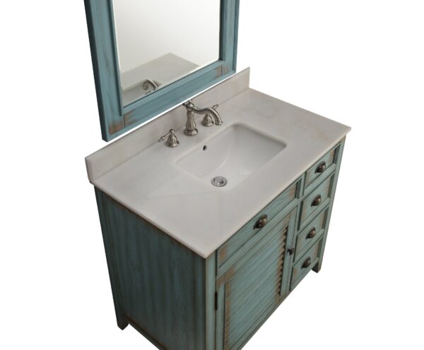 Chans Furniture CF-78887BU 38 Inch Benton Collection Distress Blue Abbeville Bathroom Sink Vanity