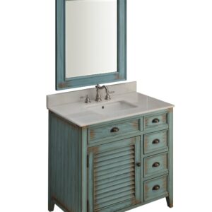 Chans Furniture CF-78887BU 38 Inch Benton Collection Distress Blue Abbeville Bathroom Sink Vanity