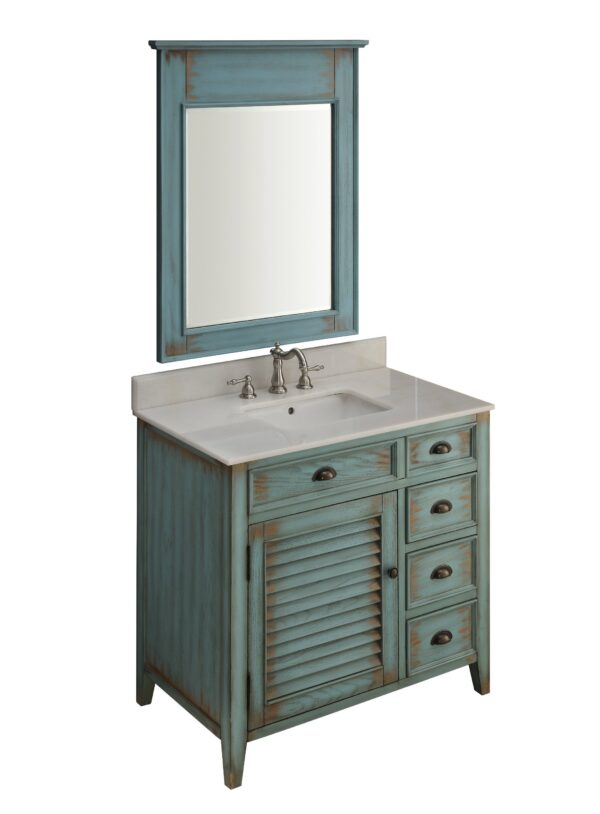 Chans Furniture CF-78887BU 38 Inch Benton Collection Distress Blue Abbeville Bathroom Sink Vanity