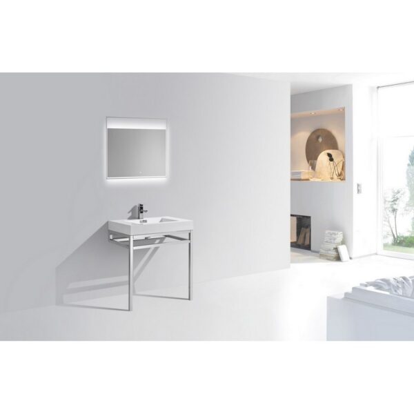 Kubebath KB CH30 Haus 30 Inch Console Single Sink Bath Vanity with White Acrylic Sink