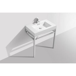 Kubebath KB CH30 Haus 30 Inch Console Single Sink Bath Vanity with White Acrylic Sink