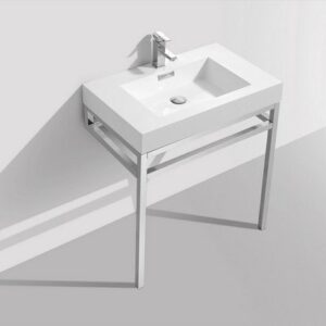 Kubebath KB CH30 Haus 30 Inch Console Single Sink Bath Vanity with White Acrylic Sink