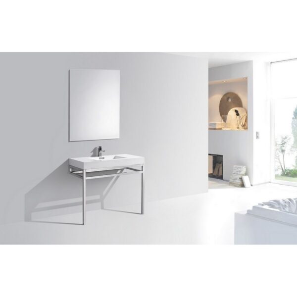 Kubebath KB CH40 Haus 40 Inch Console Single Sink Bath Vanity with White Acrylic Sink