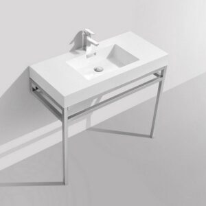 Kubebath KB CH40 Haus 40 Inch Console Single Sink Bath Vanity with White Acrylic Sink