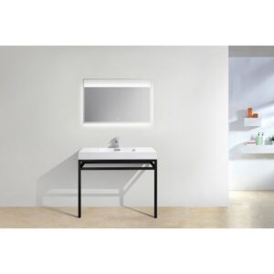 Kubebath KB CH40 Haus 40 Inch Console Single Sink Bath Vanity with White Acrylic Sink