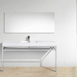 Kubebath KB CH60S Haus 60 Inch Console Single Sink Bath Vanity with White Acrylic Sink