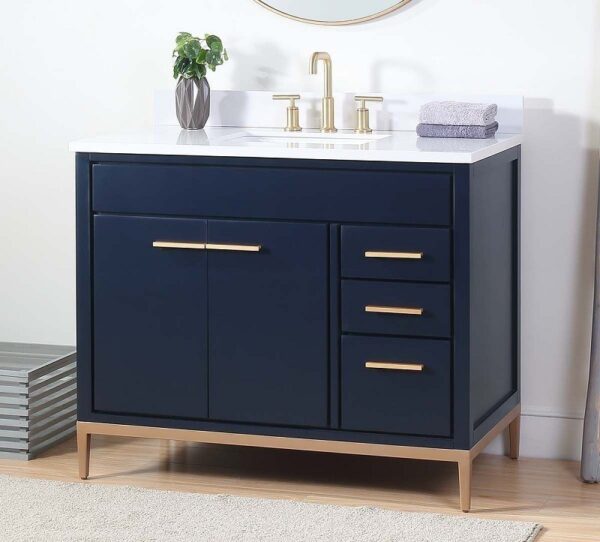 Chans Furniture TB-9888NB-V42 42 Inch Beatrice Bathroom Sink Vanity in Navy Blue