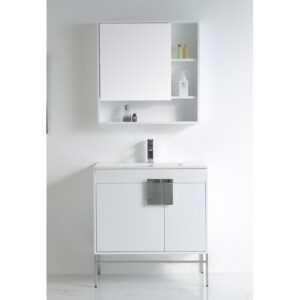 Chans Furniture CL-101WH-32ZI 32 Inch Tennant Brand Kuro Minimalistic White Bathroom Vanity