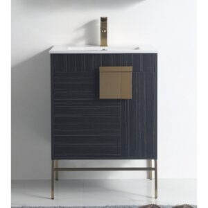 Chans Furniture CL-102DG-24ZI 24 Inches Tennant Brand Kuro Minimalistic Bathroom Vanity In Dawn Gray