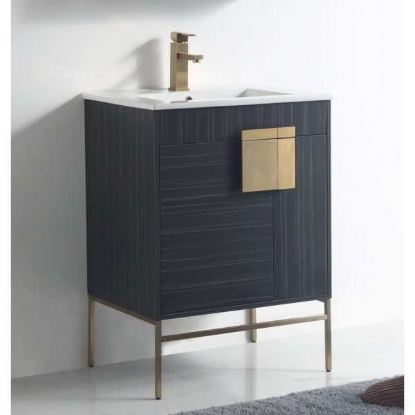 Chans Furniture CL-102DG-24ZI 24 Inches Tennant Brand Kuro Minimalistic Bathroom Vanity In Dawn Gray