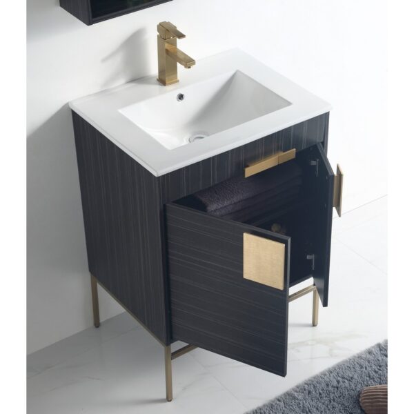 Chans Furniture CL-102DG-24ZI 24 Inches Tennant Brand Kuro Minimalistic Bathroom Vanity In Dawn Gray