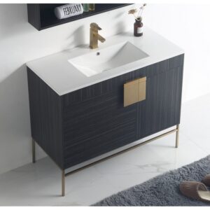 Chans Furniture CL-102DG-40ZI 40 Inch Tennant Brand Kuro Minimalistic Dawn Gray Bathroom Vanity