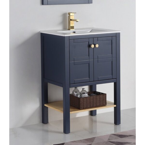 Chans Furniture CL-208NB-24 24 Inches Tennant Brand Arola Small Slim Narrow Bathroom Vanity In Navy Blue