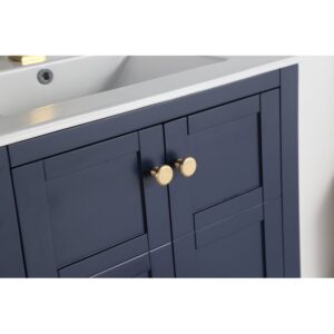 Chans Furniture CL-208NB-24 24 Inches Tennant Brand Arola Small Slim Narrow Bathroom Vanity In Navy Blue