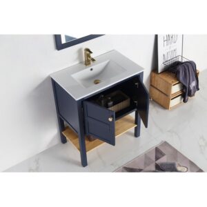 Chans Furniture CL-208NB-30 30 Inches Tennant Brand Arola Small Slim Narrow Bathroom Vanity In Navy Blue