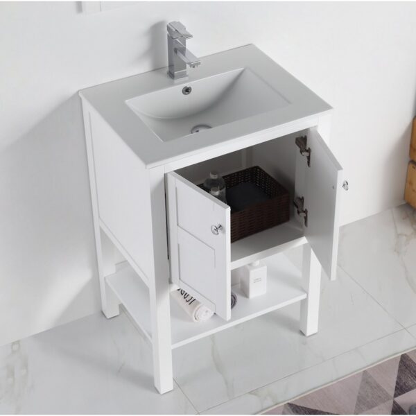 Chans Furniture CL-208W-24 24 Inches Tennant Brand Arola Small Slim Narrow Bathroom Vanity In White