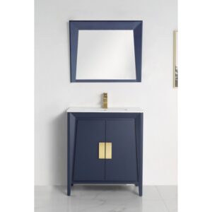 Chans Furniture CL-22NB30-ZI 30 Inches Tennant Brand Larvotto Contemporary Bathroom Vanity In Navy Blue