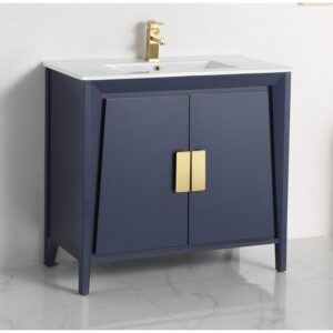 Chans Furniture CL-22NB30-ZI 30 Inches Tennant Brand Larvotto Contemporary Bathroom Vanity In Navy Blue