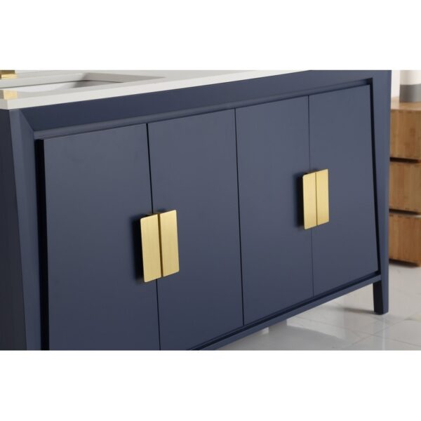 Chans Furniture CL-22NB60-QT 60 Inches Larvotto Contemporary Double Sink Bathroom Vanity In Navy Blue