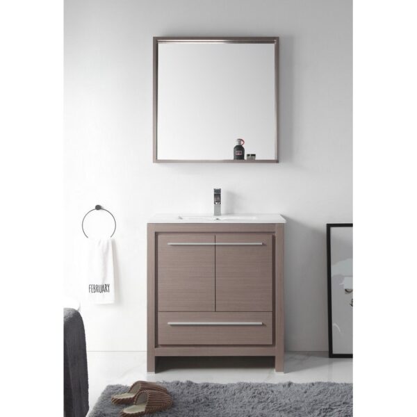 Chans Furniture CL10-GO30-ZI 30 Inch Tennant Brand Modern Style Vanity - Viara Bathroom Sink Vanity in Gray Oak