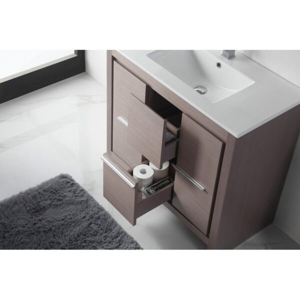 Chans Furniture CL10-GO36-ZI 36 Inch Tennant Brand Modern Style Vanity - Viara Bathroom Sink Vanity in Gray Oak