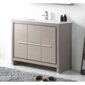 Chans Furniture CL10-GO40-ZI 40 Inch Tennant Brand Modern Style Vanity - Viara Bathroom Sink Vanity in Gray Oak