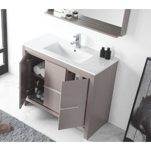 Chans Furniture CL10-GO40-ZI 40 Inch Tennant Brand Modern Style Vanity - Viara Bathroom Sink Vanity in Gray Oak