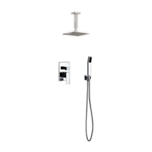 Kubebath KB CR200HH2V Aqua Piazza Shower Set with 8 Inch Ceiling Mount Square Rain Shower and Handheld