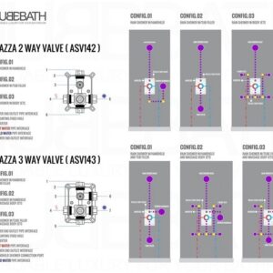 Kubebath KB CR200HHTF3V Aqua Piazza Shower Set with 8 Inch Ceiling Mount Square Rain Shower, Handheld and Tub Filler