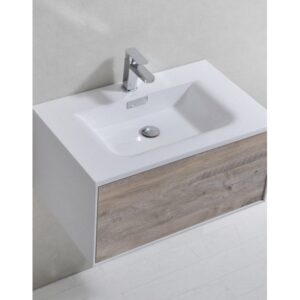 Kubebath D30NW Divario 30 Inch Nature Wood Wall Mount Modern Bathroom Vanity