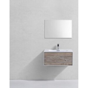 Kubebath D30NW Divario 30 Inch Nature Wood Wall Mount Modern Bathroom Vanity