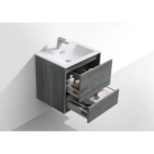 Kubebath DL24 De Lusso 24 Inch Wall Mount Single Sink Bath Vanity