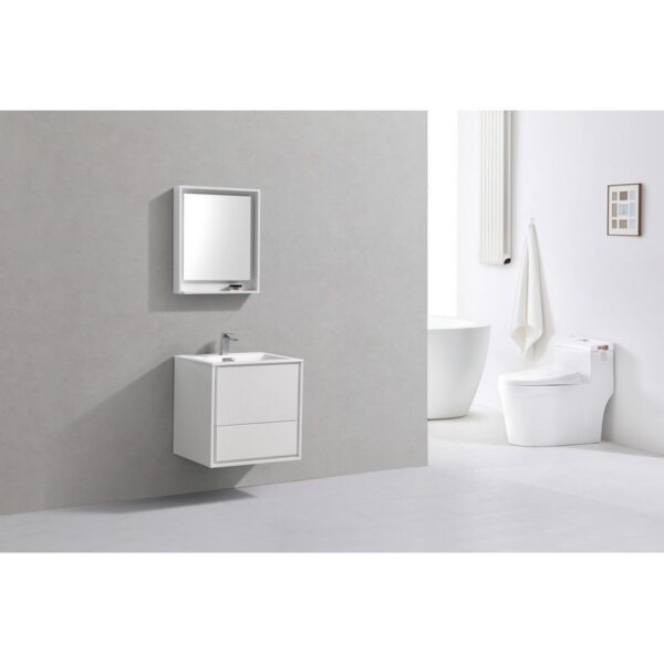 Kubebath DL24 De Lusso 24 Inch Wall Mount Single Sink Bath Vanity