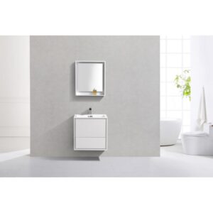 Kubebath DL24 De Lusso 24 Inch Wall Mount Single Sink Bath Vanity