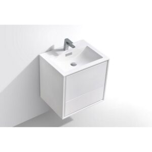 Kubebath DL24 De Lusso 24 Inch Wall Mount Single Sink Bath Vanity