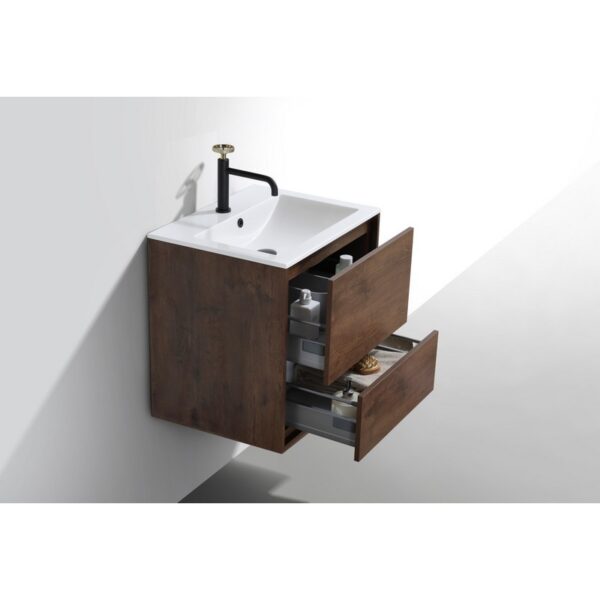 Kubebath DL24 De Lusso 24 Inch Wall Mount Single Sink Bath Vanity