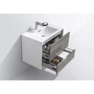 Kubebath DL30 De Lusso 30 Inch Wall Mount Single Sink Bath Vanity