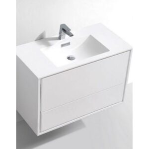 Kubebath DL36 De Lusso 36 Inch Wall Mount Single Sink Bath Vanity